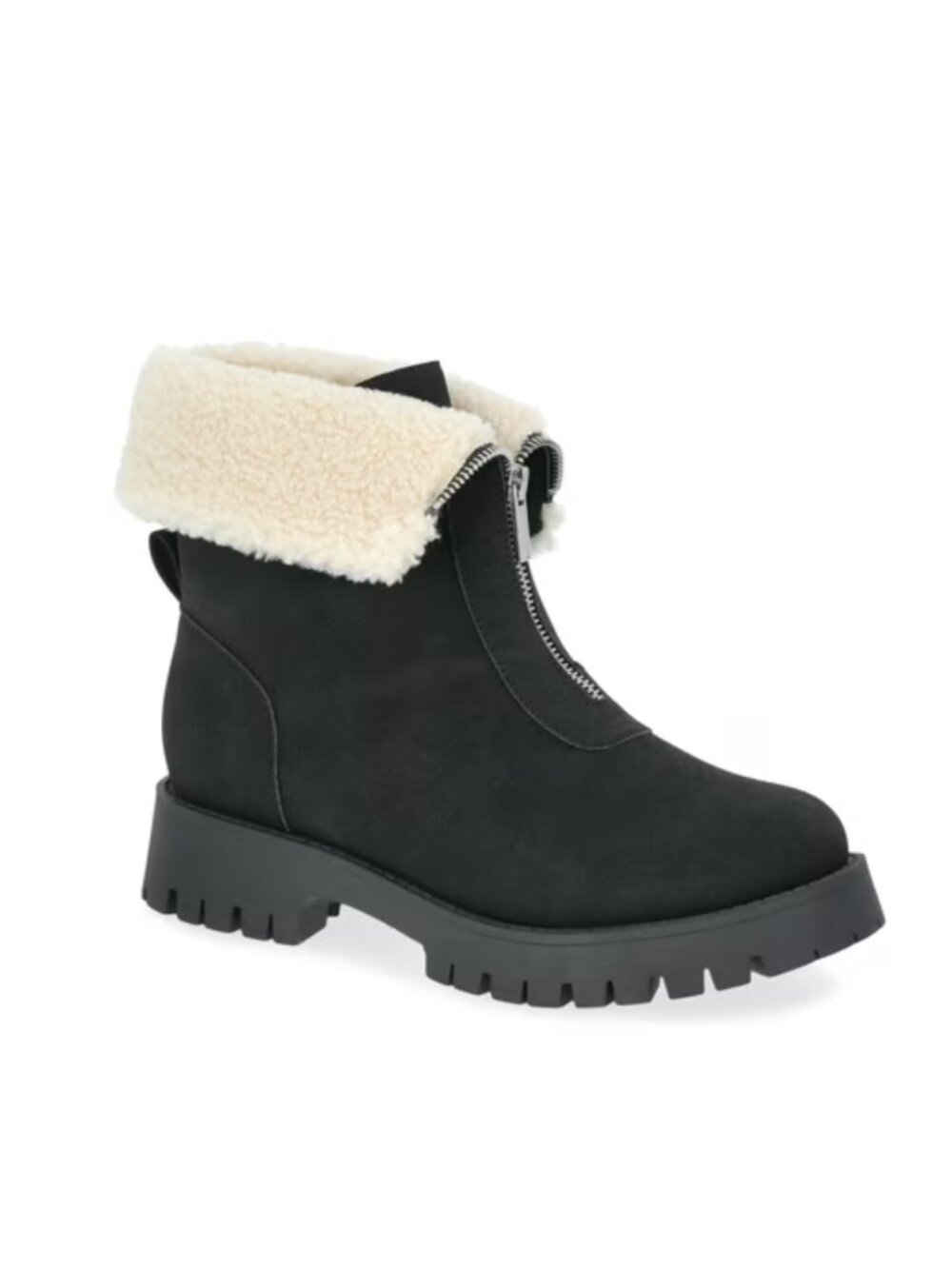 No Boundaries Women's Fold Over Zip Front Boots, Wide Width